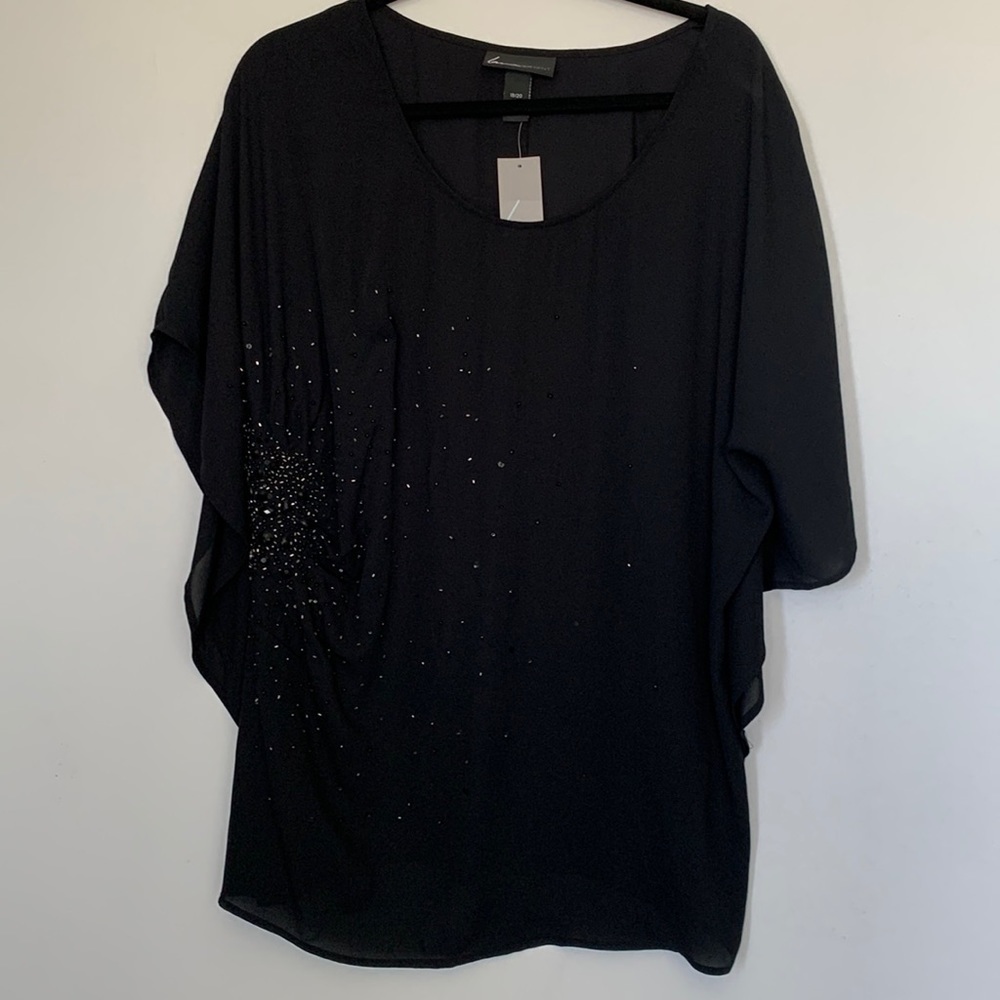Lane Bryant sheer blouse with sequins design whimsigoth